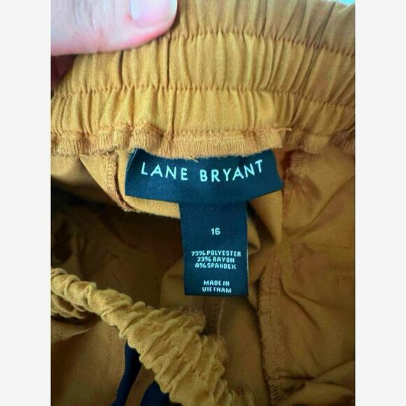 Lane Bryant Straight Leg Pants Camel/Tan with Black Side Stripes — Size 16 - Picture 6 of 10